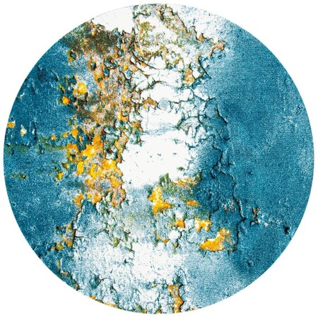 Safavieh 3 x 3 ft. Glacier Contemporary Round Power Loomed Rug; Blue & Gold GLA125M-3R